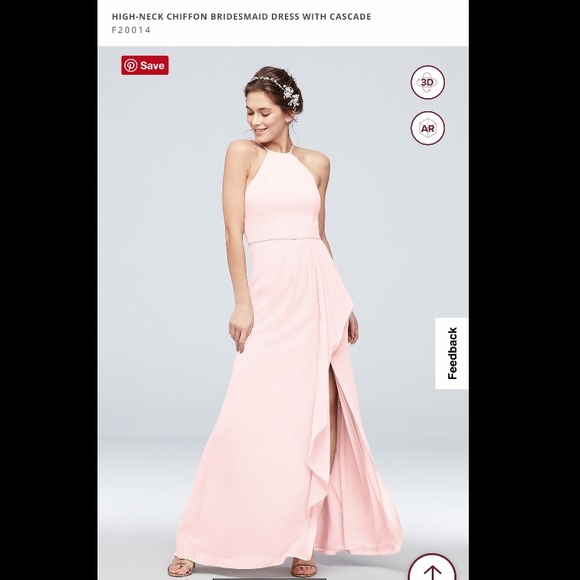High-Neck Chiffon Bridesmaid Dress With Cascade | Color: Pink | Size: 10 | Lisettemarie4's Closet